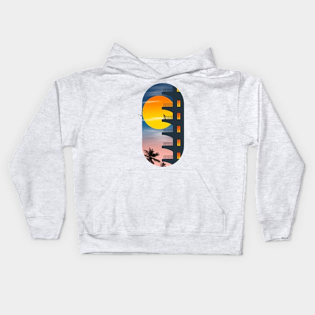 Evening | vintage art | sunset Kids Hoodie by artoffaizan